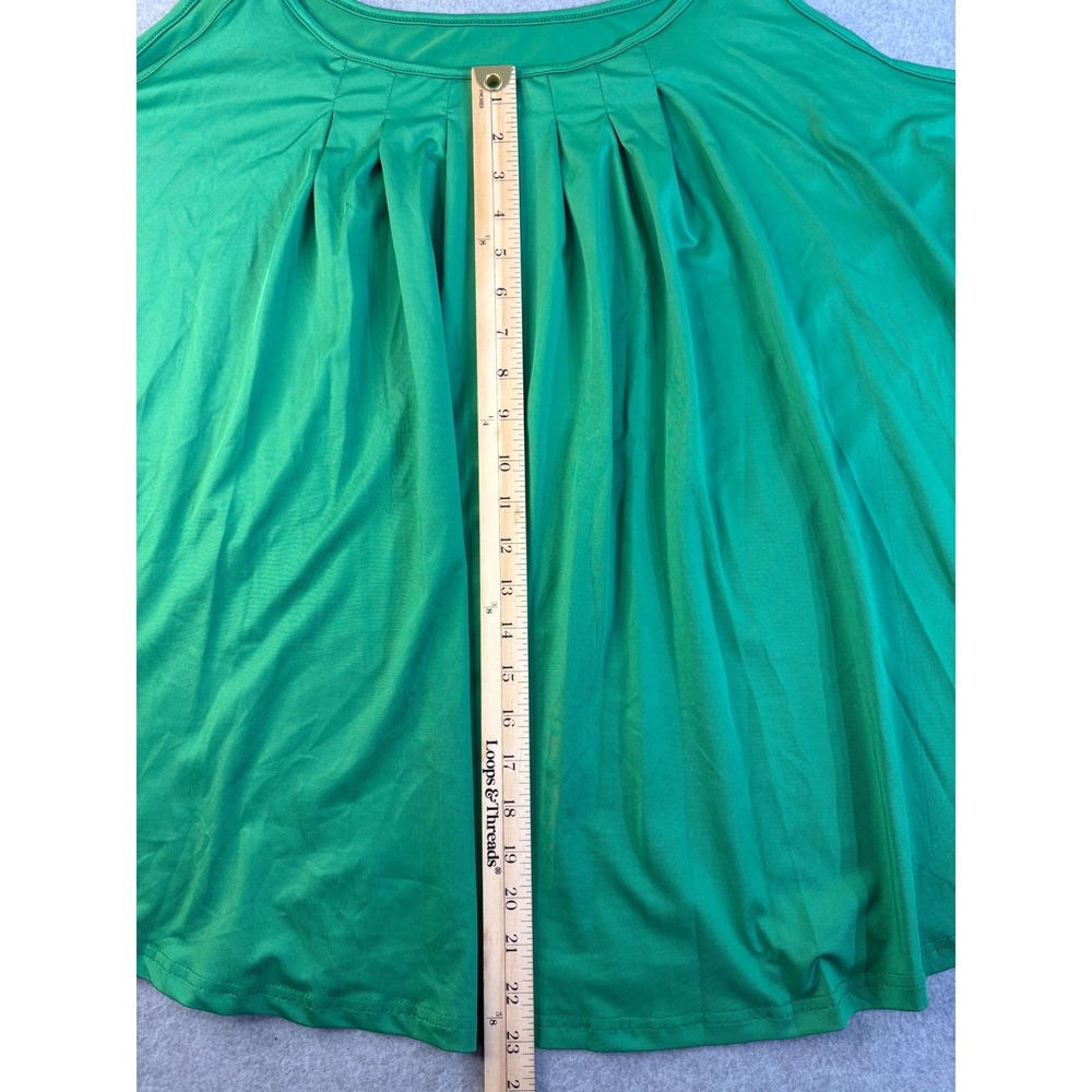 Camisole Pleated Top Green Adjustable Straps Size 7XL Stretch Solid - Picture 4 of 9